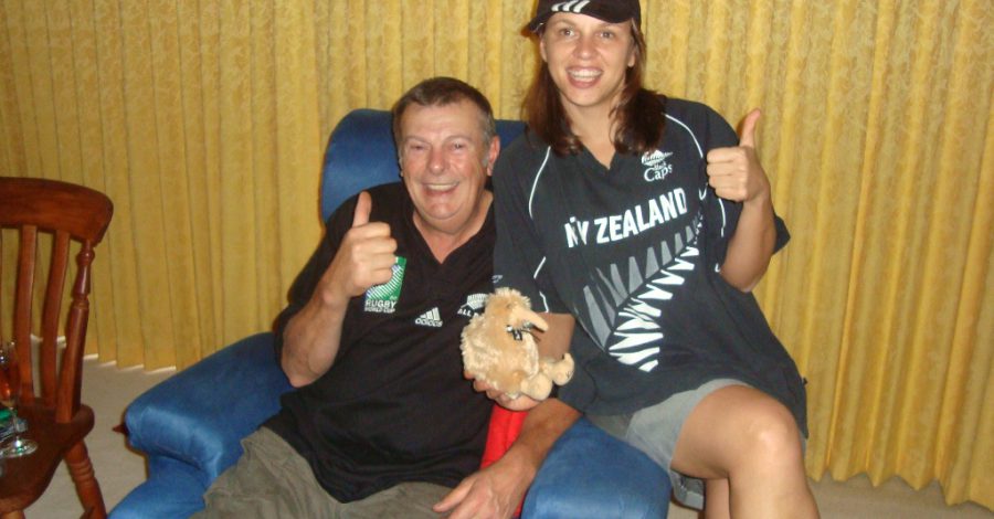 Met Angela en Allan Warburton keken we naar de finale van de Rugby World Championship en NIeuw-Zeeland won!